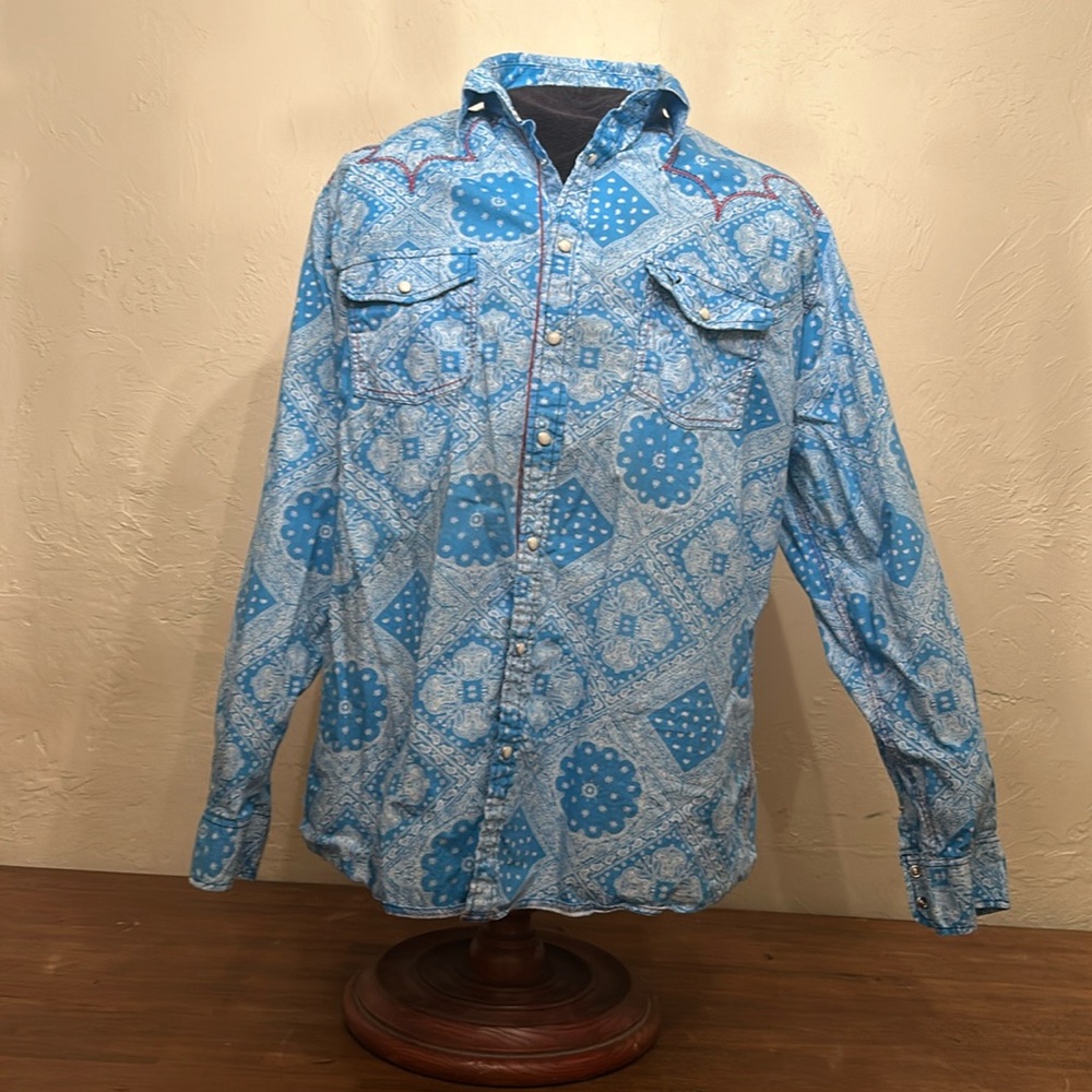Cowboy Hardware X-Large Blue Pearl-snap Long sleeve shirt